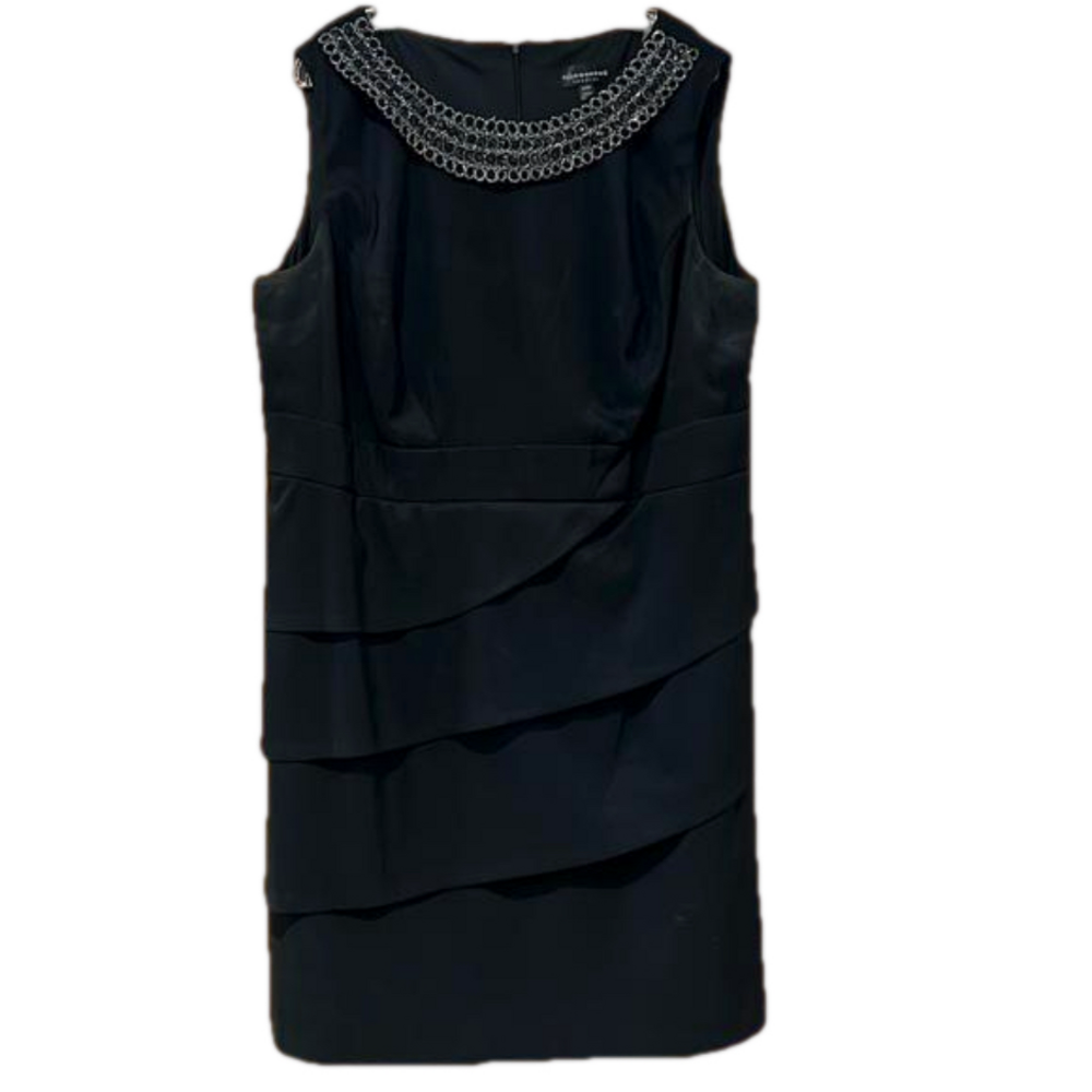 Connected Apparel Little Black Dress with Intricate Neckline - Picture 1 of 3